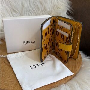 Furla | Babylon Saffiano Leather Compact Trifold Zip Around Flap Snap Wallet NIB